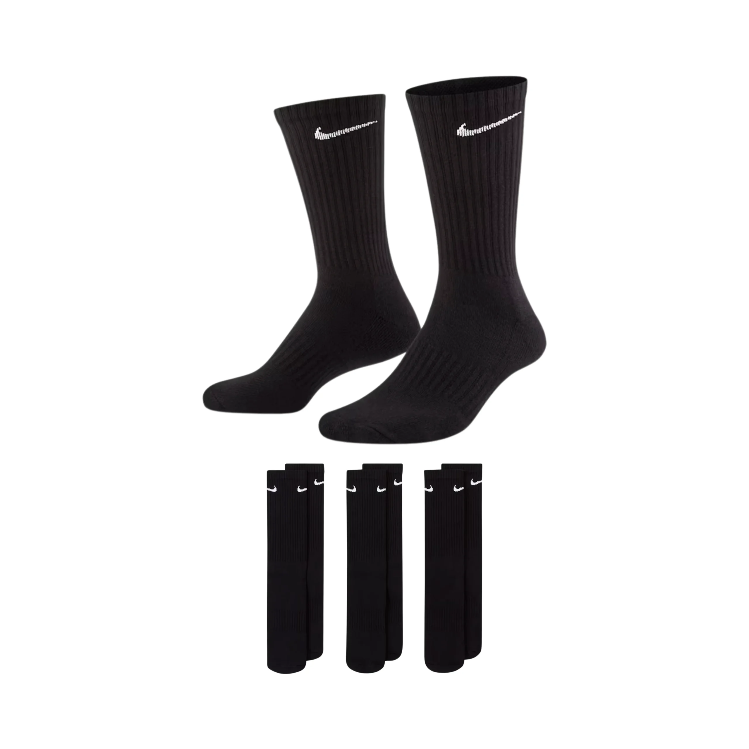 Nike-Everyday-Cushioned-Training-Crew-Socks-Black-Size-M-3-Pairs Nike Everyday Cushioned Training Crew Socks Black (Size M) 3 Pairs - Image 1