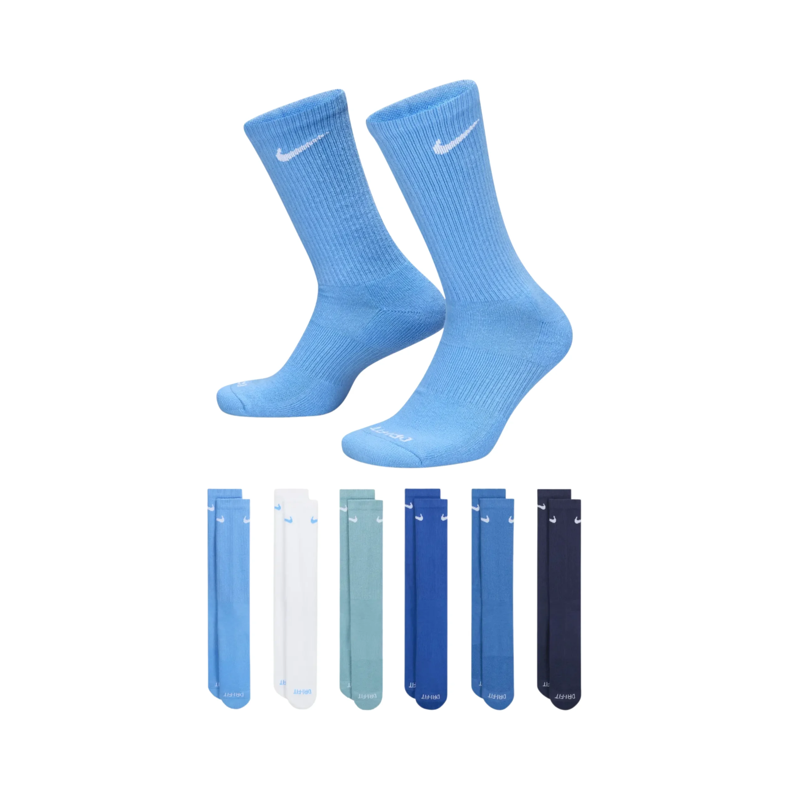 Nike-Everyday-Plus-Cushioned-Training-Crew-Socks-Blue-Multi-Colour-Size-L-6-Pairs Nike Everyday Plus Cushioned Training Crew Socks Blue Multi-Colour (Size L) 6 Pairs - Image 1