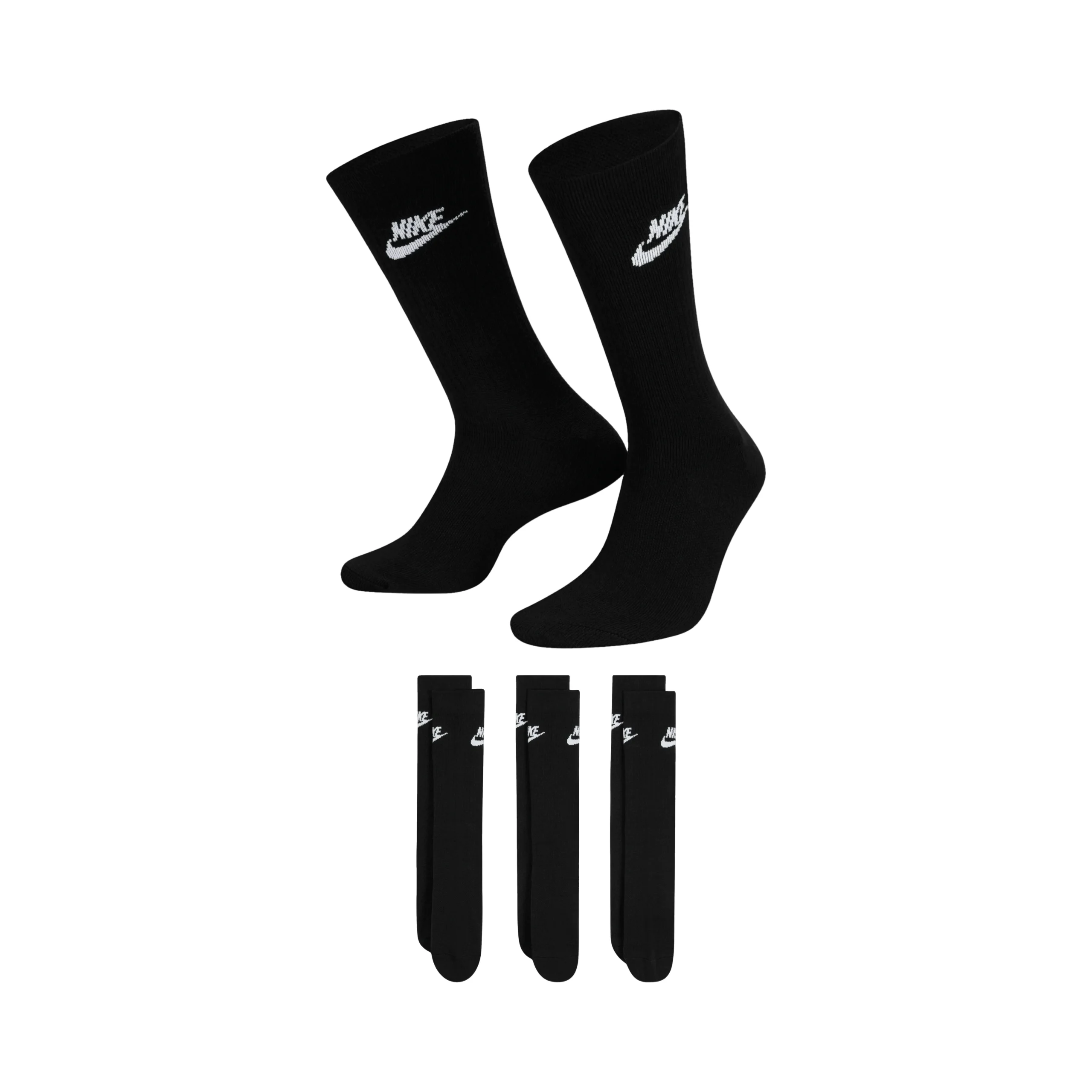 Nike-Sportswear-Everyday-Essential-Crew-Socks-Black-Size-L-3-Pairs Nike Sportswear Everyday Essential Crew Socks Black (Size L) 3 Pairs - Image 1