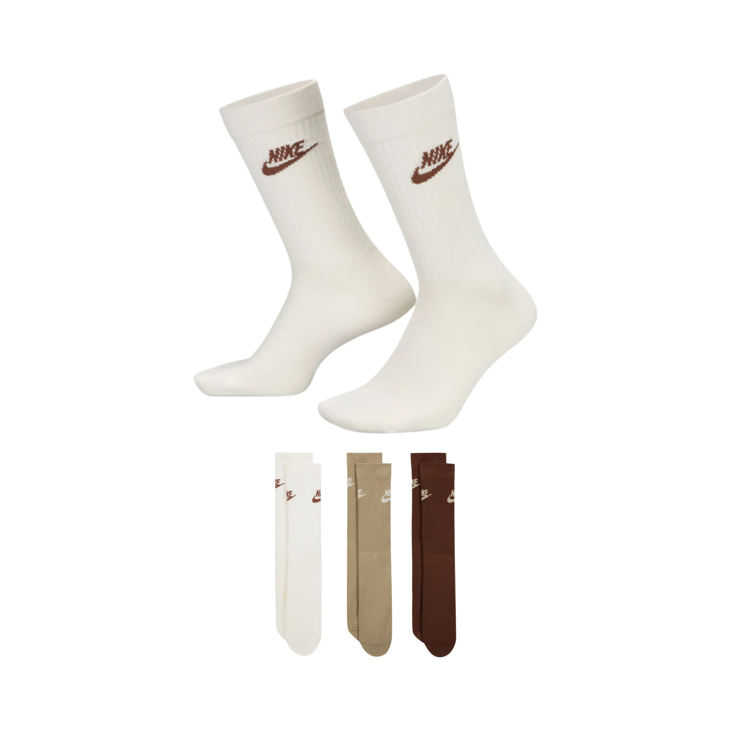 Nike-Sportswear-Everyday-Essential-Crew-Socks-Neutral-Multi-Colour-Size-L-3-Pairs Nike Sportswear Everyday Essential Crew Socks Neutral Multi-Colour (Size L) 3 Pairs - Image 1