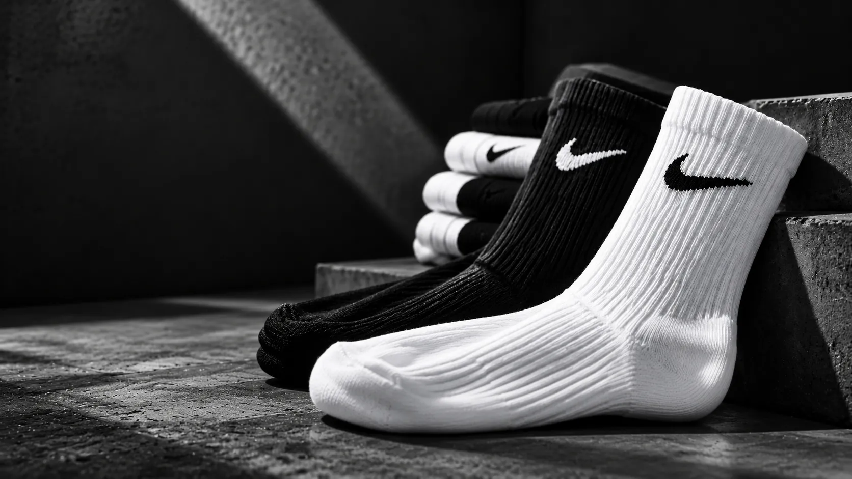 Black and white crew sports socks in multi-packs